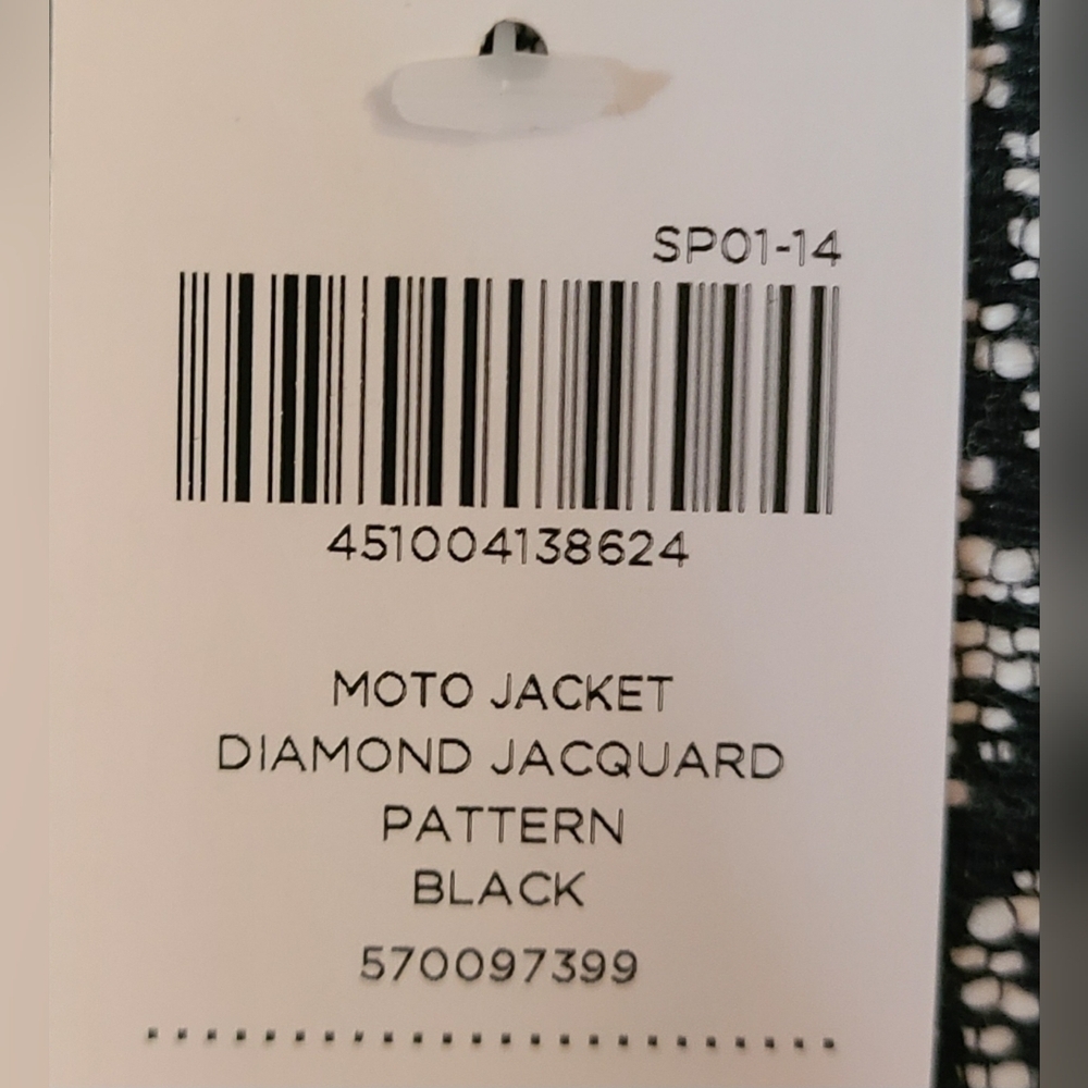 Chico’s Diamond Jacquard Moto Jacket Black/White - Women's Size 1 Medium NWT - Picture 13 of 13
